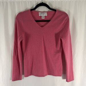 Pursuits LTD 100% Cashmere Sweater Women's Small Pink V-Neck Knit Cozy Soft
